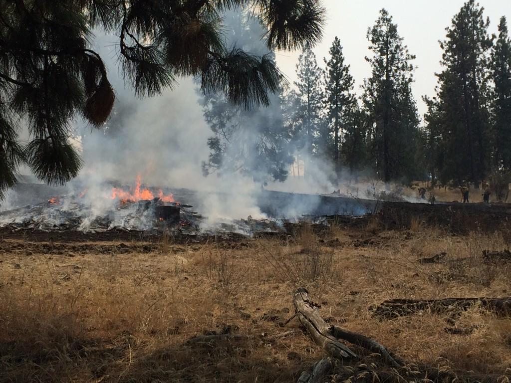 GabeCohenNews's tweet photo. Crews don't know what caused the fire but after torching 3.5 acres near I90 west of Spokane, flames are under control http://t.co/DCUzbSY9jE