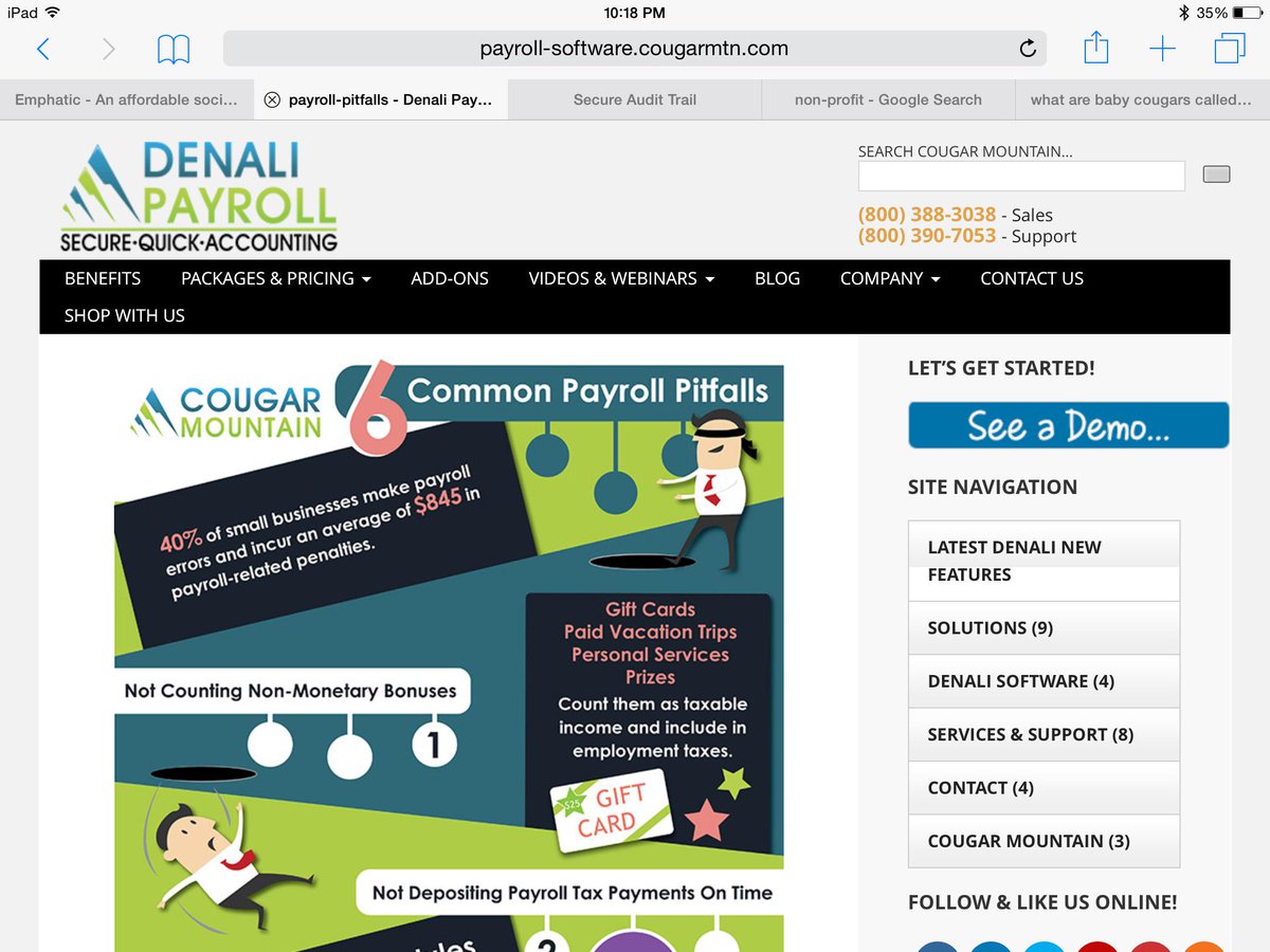 It's nearly a 50/50 chance your business makes costly payroll mistakes. payroll-software.cougarmtn.com/payroll-pitfal… #infographic #payroll