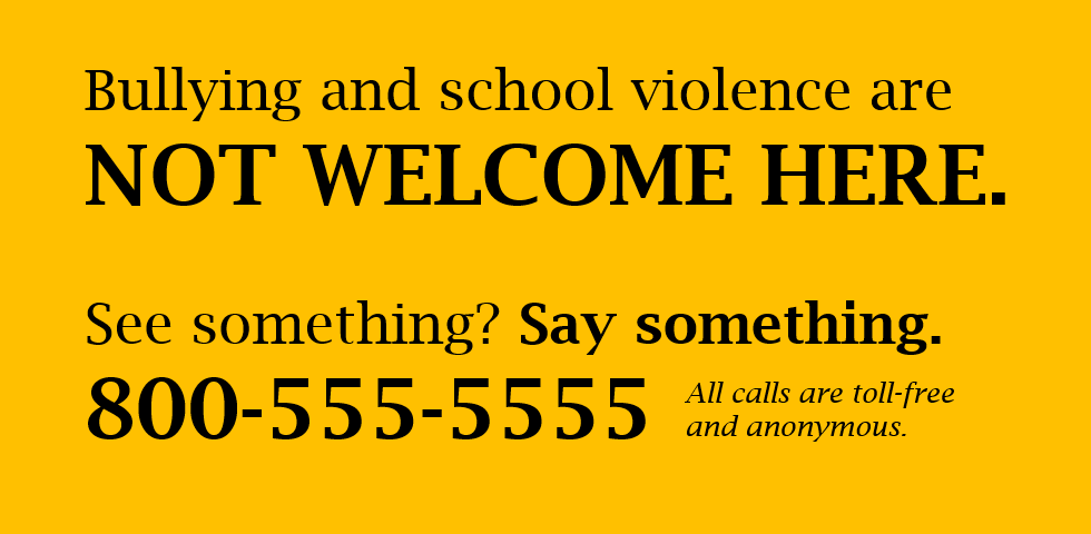 TequaAllen's tweet photo. Take a stand against bullying and school violence. Report any incident anonymously by calling 800-555-5555. http://t.co/hgxldYKZBx