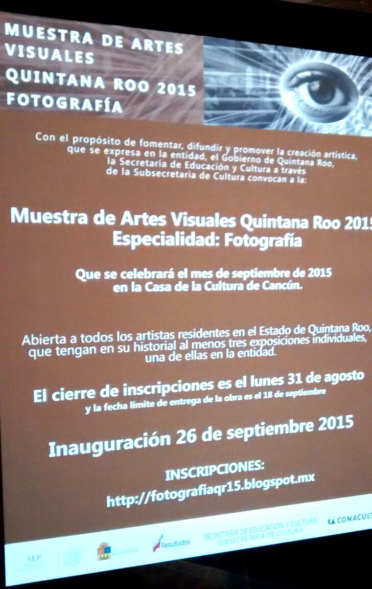 SIPSENOTICIAS's tweet photo. QRoo: Casa de la Cultura invita a artistas a participar en la Muestra de Artes Visuales 2015.

http://t.co/ohXwBotMul http://t.co/X52LZwbgum