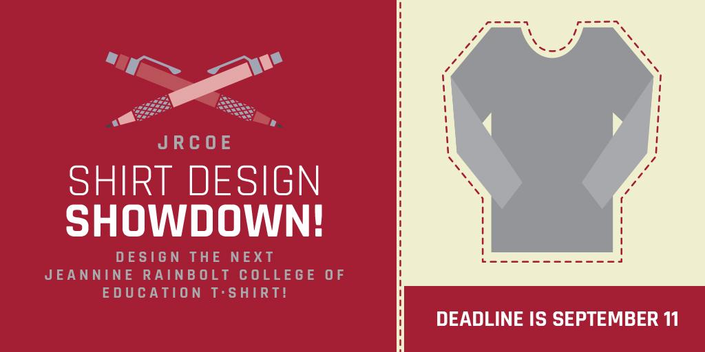 oueducation's tweet image. Want to create the new #JRCoE t-shirt? Polish your design skills and send us your best!
bit.ly/1MUd3NF