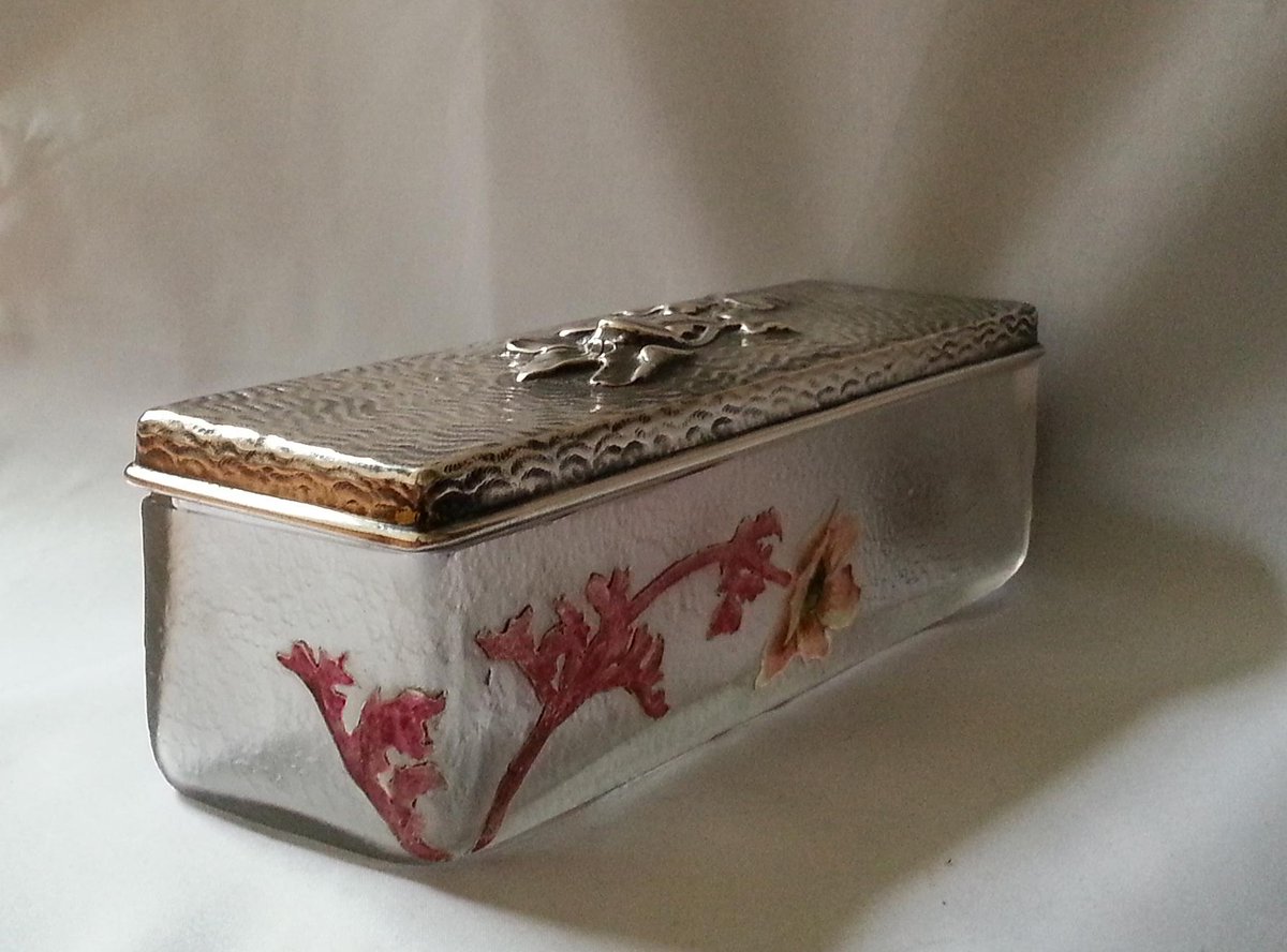 Rare &amp; Beautiful Daum French Art Nouveau Cameo Glass Handkerchief Box.  Just listed for sale: allantiqueglass.com/daum-french-ar…