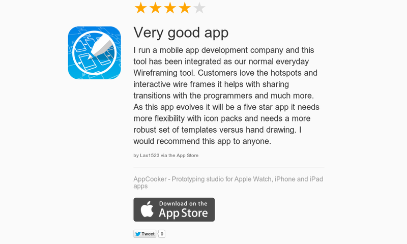AppCooker's tweet photo. 4 Star Review "Very good app: I run a mobile app development company and this tool has been…" https://t.co/DDeEhfXcfD http://t.co/2rDDA75PYL