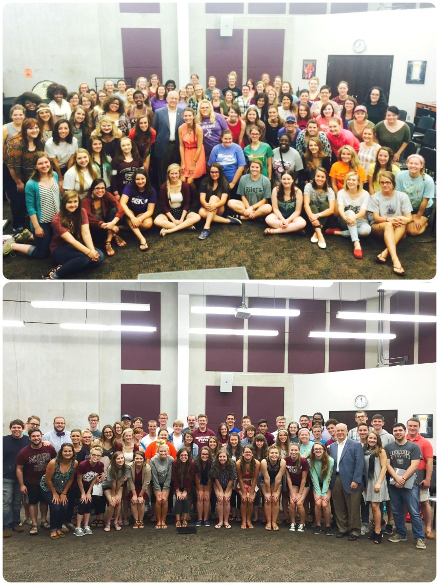 MSU_Choirs's tweet image. A big thank you to President @ClifSmart for visiting our Chorale and Women's Chorus rehearsals today! #ClifLikesChoir