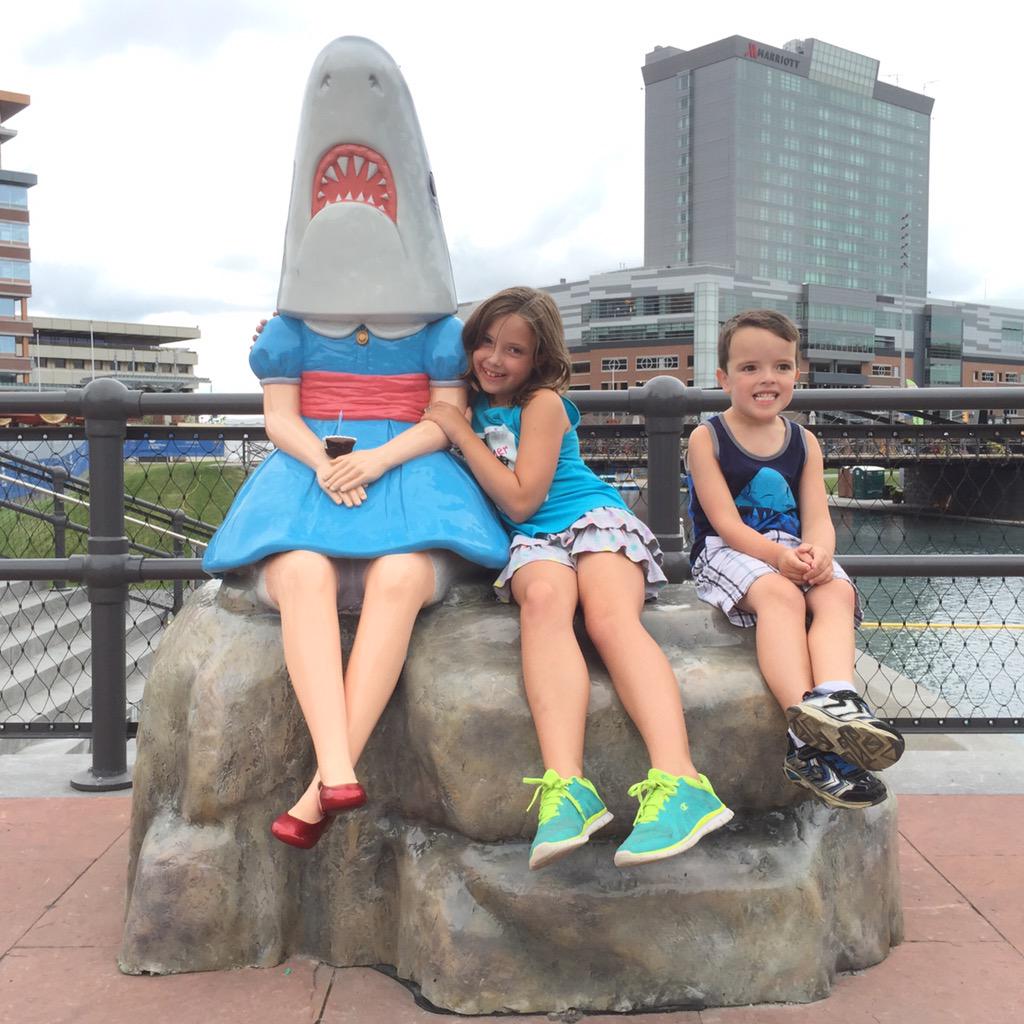 lakeeriemonster's tweet photo. Happy Birthday, @sharkgirlbflo! 
From the #Finnekids!
#SharkGirlBuffaloBday #AKPublicArt http://t.co/1QshjN37VU