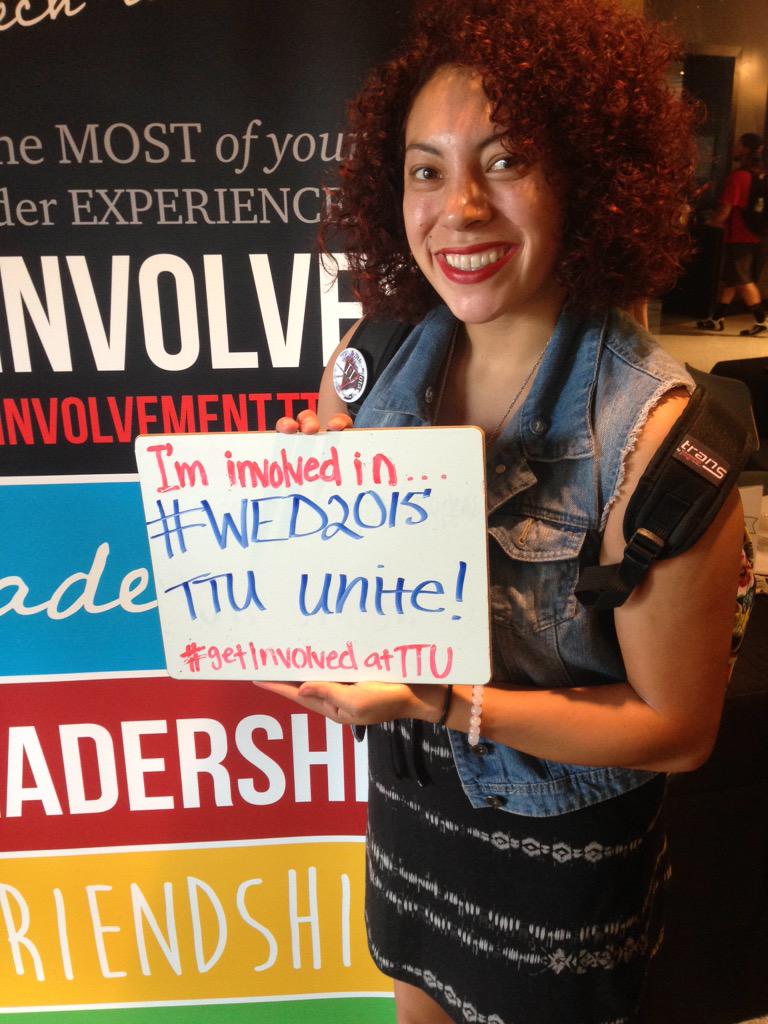 TTUStudentOrgs's tweet photo. #WED2015 #GetInvolvedAtTTU @SugarPaiz http://t.co/NmdX61f3OS