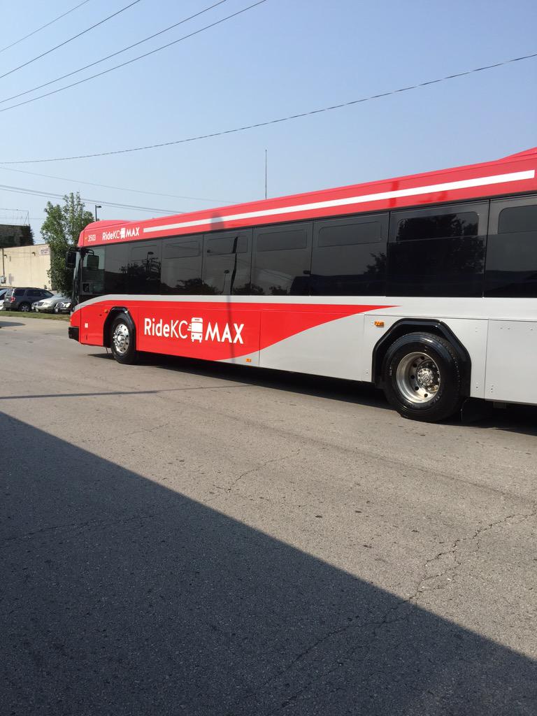 New #RideKC buses to hit the street tomorrow. Look for red #RideKCMax and blue #RideKCBus vehicles.
