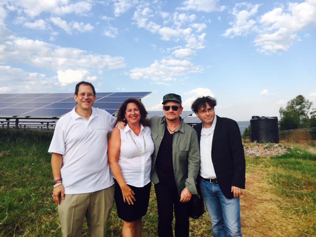 .@JDZP with <a href="/U2/">U2</a>'s Bono, <a href="/gigawattglobal/">Gigawatt Global</a> #Solar Field's President Yosef Abramowitz and Co-Founder Chaim Motzen