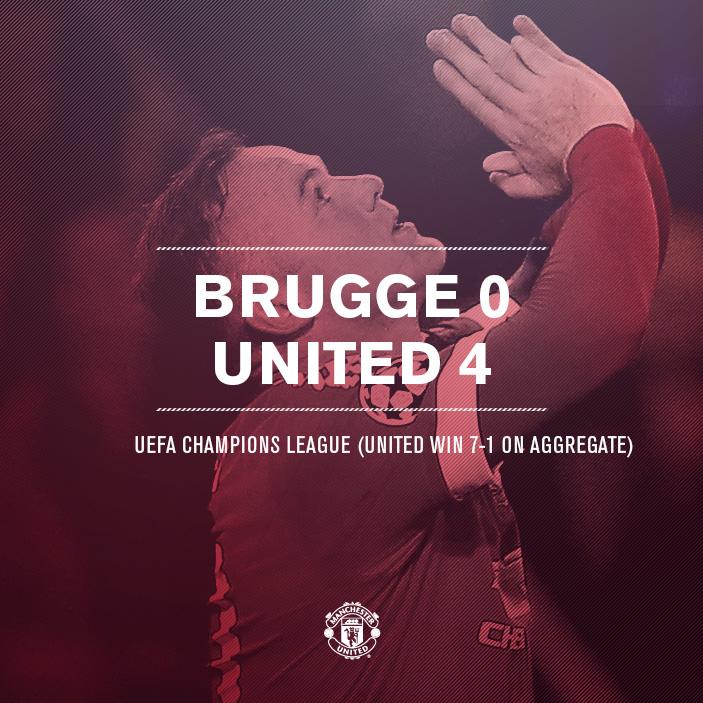 FT: Club Brugge 0 #mufc 4. A 7-1 win on aggregate and we're in the <a href="/ChampionsLeague/">UEFA Champions League</a> group stage!