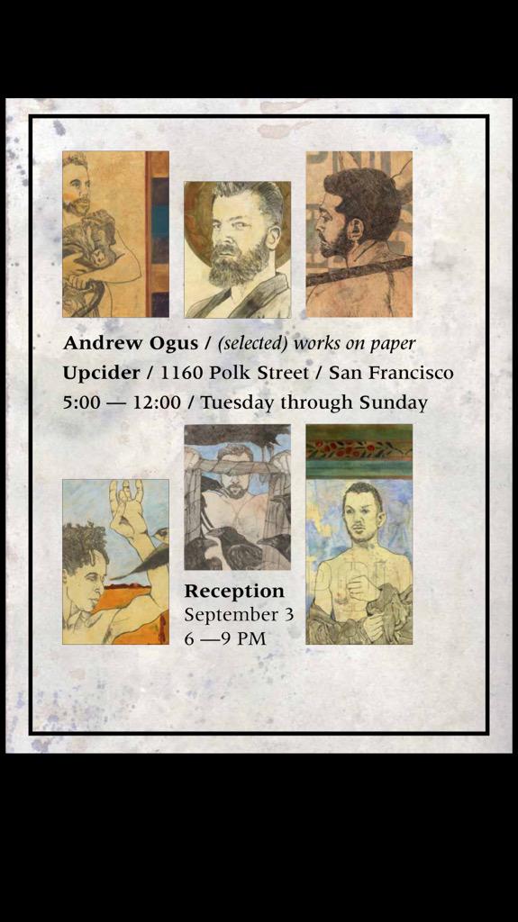 Come and join us for an art reception of Andrew Ogus on Sept. 3rd.