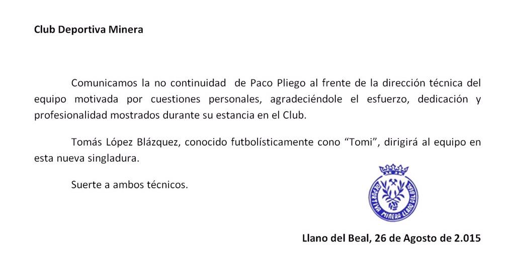 COMUNICADO OFICIAL DEL CLUB