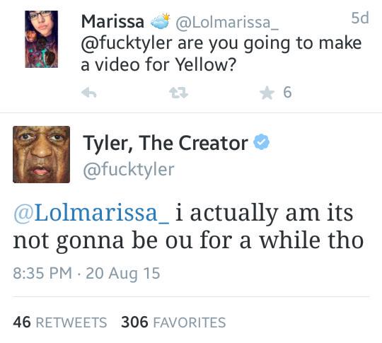 FactsTyler's tweet image. Tyler is making a video for "Yellow".