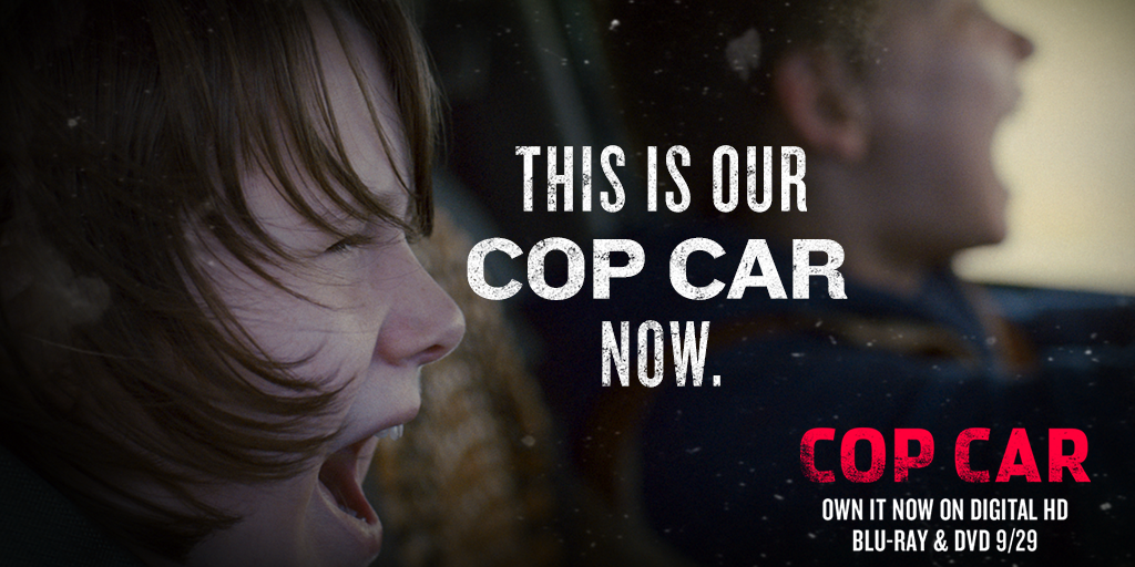 CopCarMovie's tweet photo. Would you be bold enough to steal a cop car at 10 years old? #CopCarMovie http://t.co/yppgVG2Frk