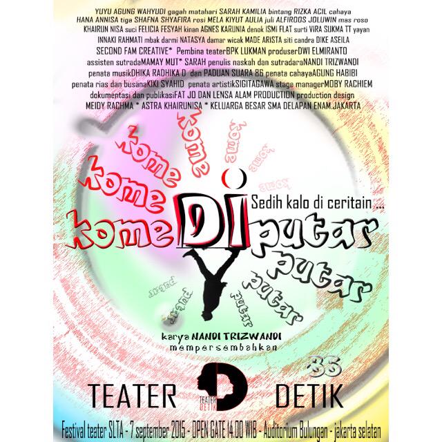 @TeaterIndo #KomediPutar karya Nandi Triswandi pada Senin, 7 Sept 2015 di Bulungan. info tiket bisa didm/hub CP. :)