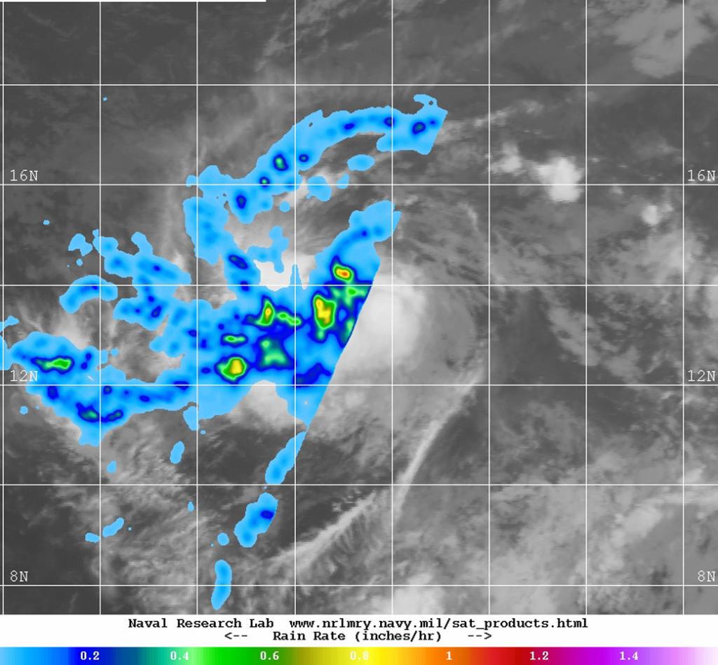 NASA's tweet image. Satellites analyze tropical storm Erika as it moves west &amp;amp; capture data, inside &amp;amp; out: go.nasa.gov/1EjMwX4