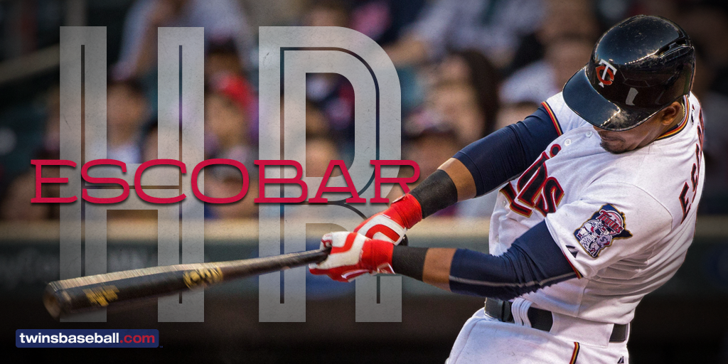 Twins's tweet photo. 1 homer. 2 homers!

@escobarmaracay hits his 2nd blast of the night! #MNTwins lead 5-3. http://t.co/E3o7QuQKys