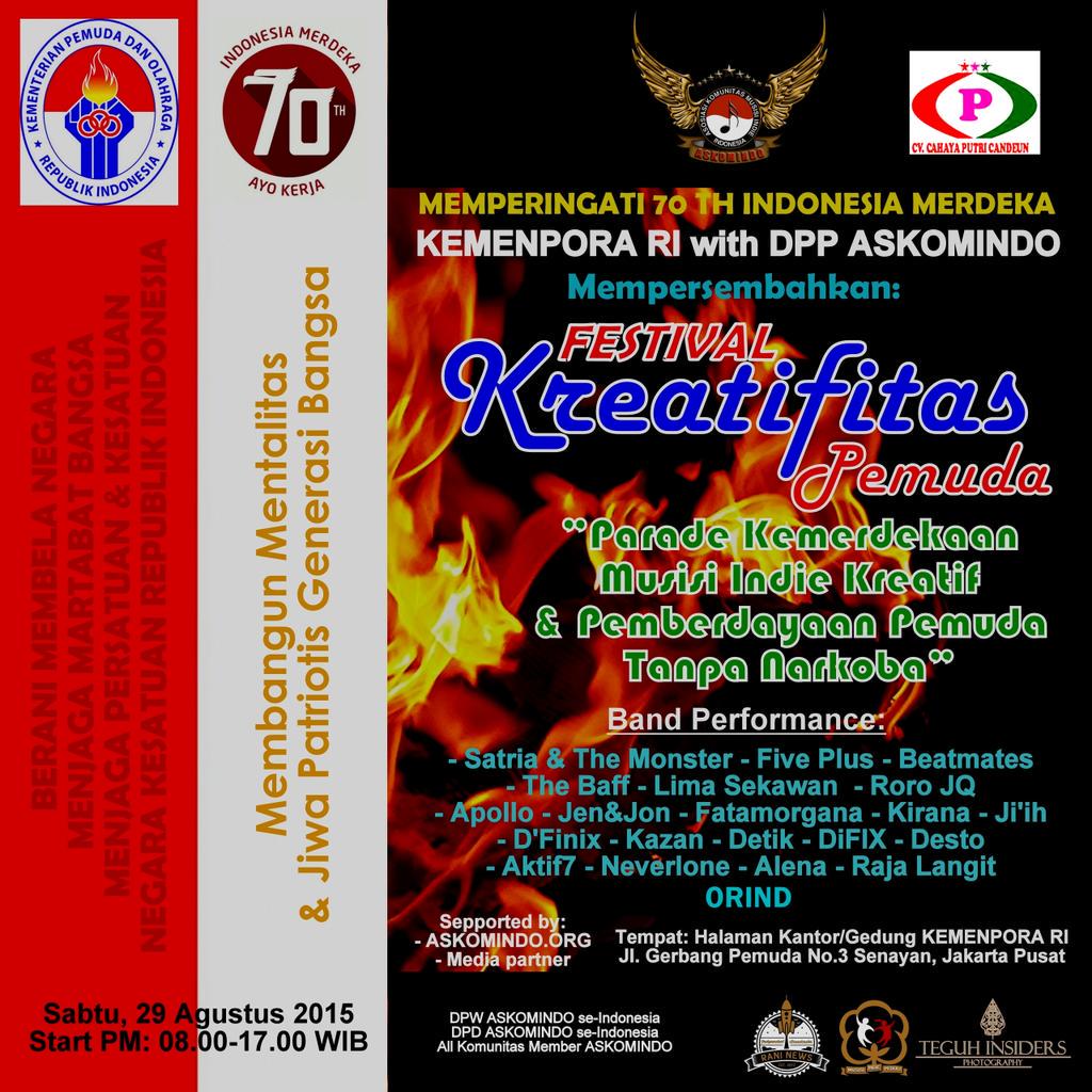 Parade Kemerdekaan Pemuda di 70th Indonesia Merdeka with puluhan band indie keren dan @Orind_PopSKA  #Askomindo