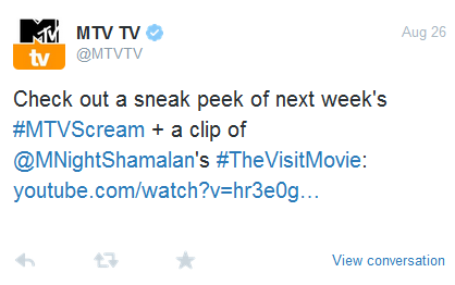 MNightShamalan's tweet photo. I just saw that @MTVTV deleted their tweet about my new movie. What a twist! http://t.co/0syKFOFW6Y
