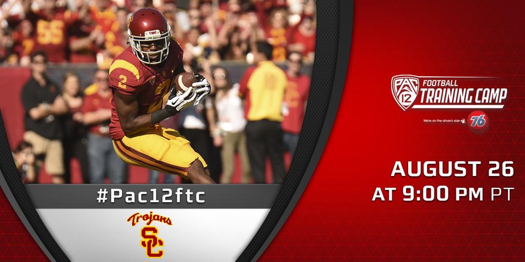 Pac12Network's tweet photo. It's time! 'Football Training Camp: USC' is live now! #Pac12ftc
WATCH: http://t.co/YfMNDWLu5w http://t.co/egbwSMK9EL