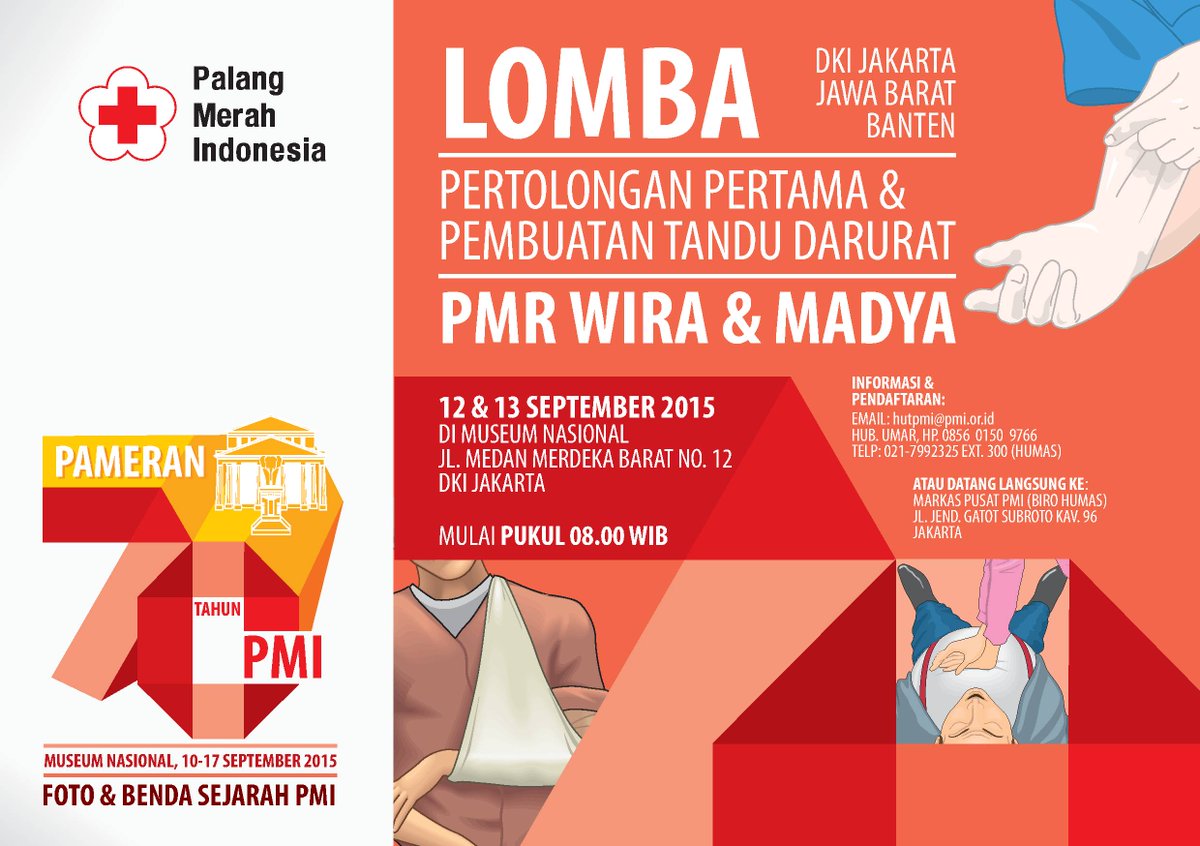 palangmerah's tweet photo. Ikutan yuk di 'Lomba Pertolongan Pertama (PP) dan Pembuatan tandu darurat' #HUTPMI70 pada 12 September 2015 http://t.co/6UVnBfTTKi