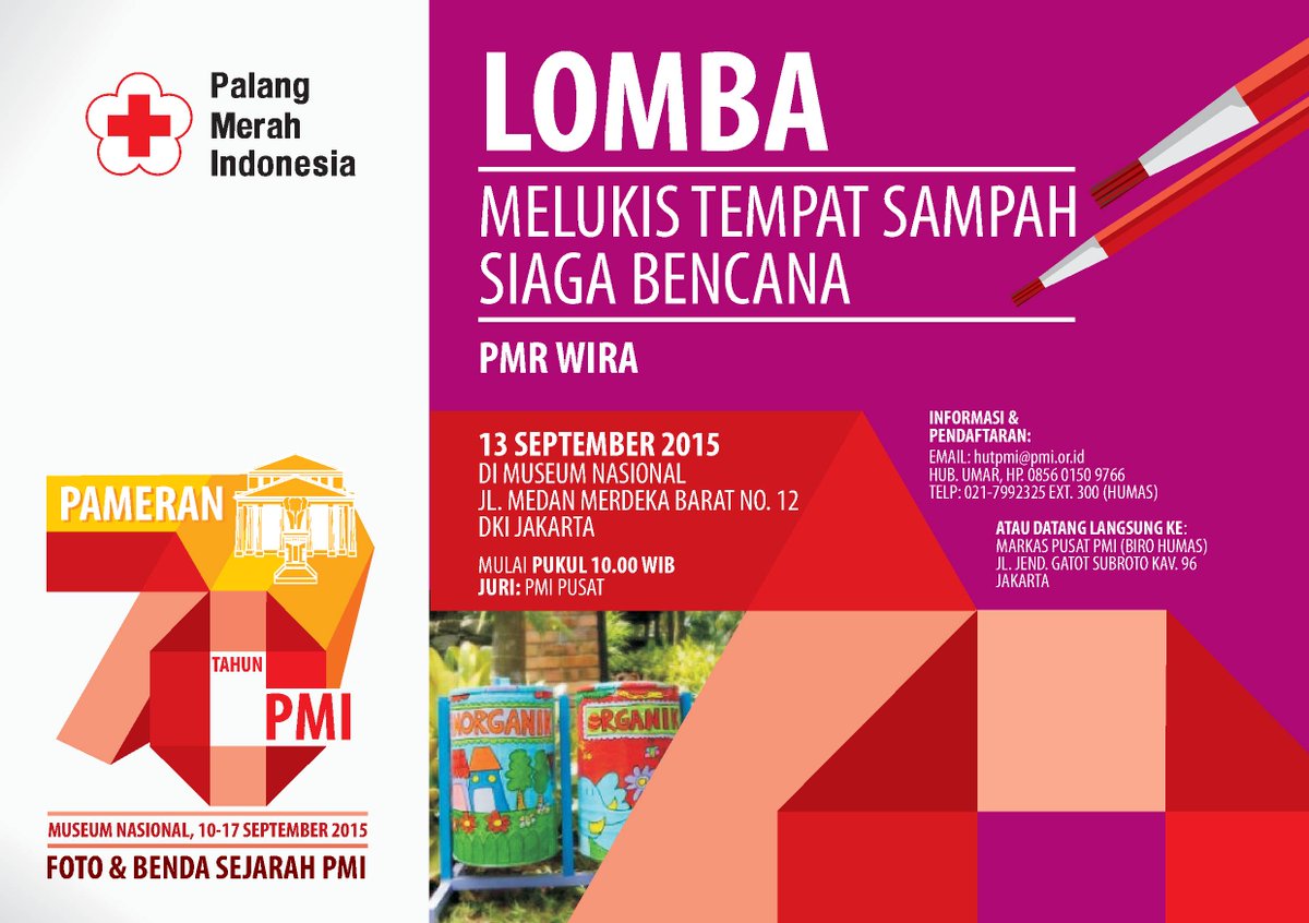 palangmerah's tweet photo. Ikuti 'Lomba Melukis Tempat Sampah' #HUTPMI70 Kalo tempat sampahnya bagus, org2 pasti mau buang sampah pada tempatnya http://t.co/gmQdfoyuzI