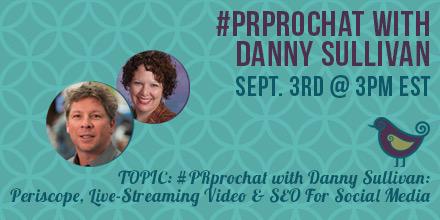 smx's tweet image. Check out #PRprochat with @dannysullivan at 3:00 EST today! Via @morgancarrie