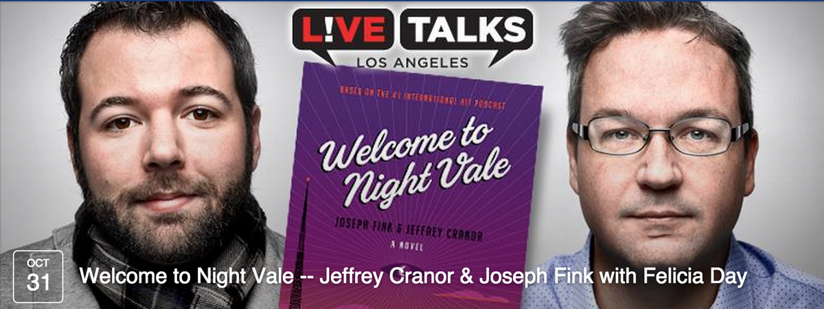 .<a href="/feliciaday/">Felicia Day🇺🇸</a> chats w/<a href="/happierman/">happierman.bsky.social</a> &amp; <a href="/PlanetofFinks/">Joseph Fink, 👻🎃healthcare is a human right🎃👻</a>   
<a href="/NightValeRadio/">Night Vale podcast</a> #LA Oct 31#LA
livetalksla.org/events/nightva… …
#podcast