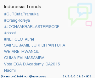 trendinaliaID's tweet photo. Trend Alert: #NETCLC_Aurel. More trends at http://t.co/OMCuQPRWwL #trndnl http://t.co/xcLoULIJ3j