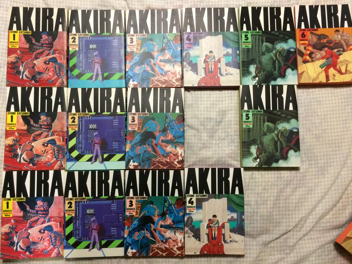 鈴木淳也 Jun Ya Suzuki Akira 単行本の色の変化を検証したかったんですが 大友克洋研究家を名乗りながら オリジナル版は４セット弱しか持ってませんでした しかも２セットが全初版 ３セット目も４ ６巻が初版という使えなさ 無念 でも増やすと