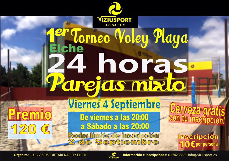 Viziusport's tweet photo. ¡Últimas plazas para apuntarte al Torneo de Voley Playa 24h para mañana 4 de Septiembre a partir de las 20:00h! http://t.co/M0knDl4zDv