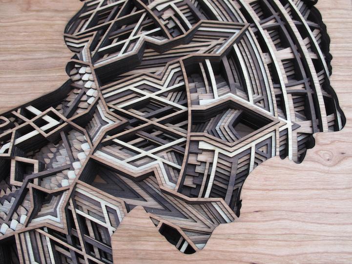 Intricate Laser Cut Wood Relief Sculptures by Gabriel Schama