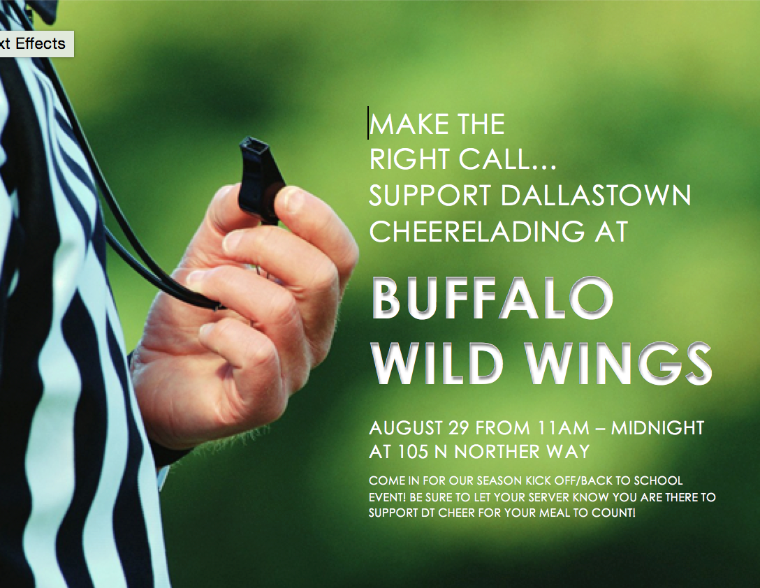 Happy first day of school! Celebrate at BWW any time this month to help support the cheerleaders. East York Location.