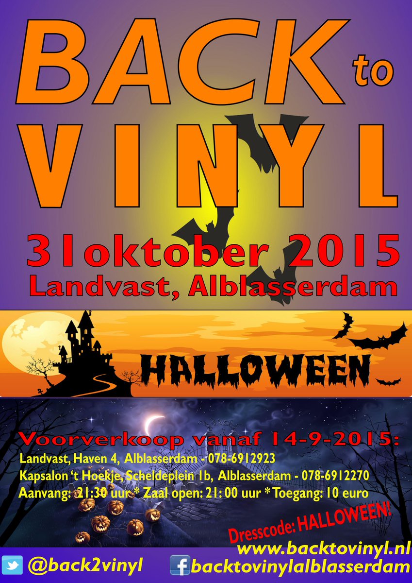 Back2Vinyl's tweet image. Onze nieuwe poster voor het feest van 31 okt. Thema: Halloween! De voorverkoop start op 14 sept. #BacktoVinyl