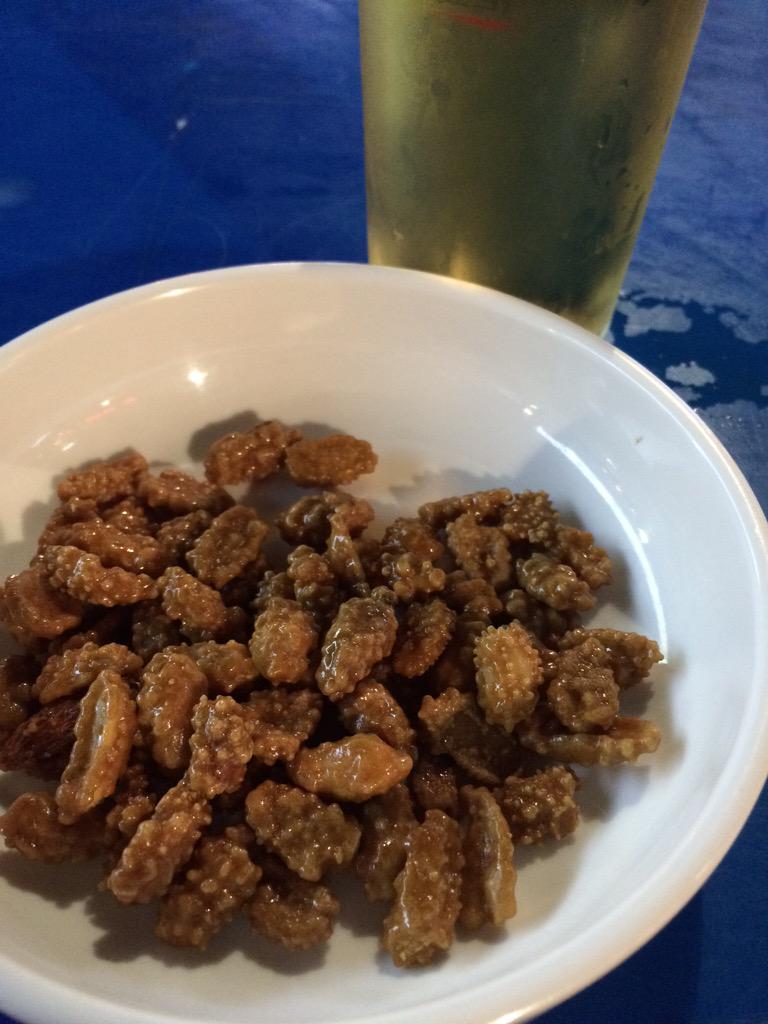 While these look EXACTLY LIKE  fried silk worm lavas (a Korean treat) I gobbled before really knowing they aren't.