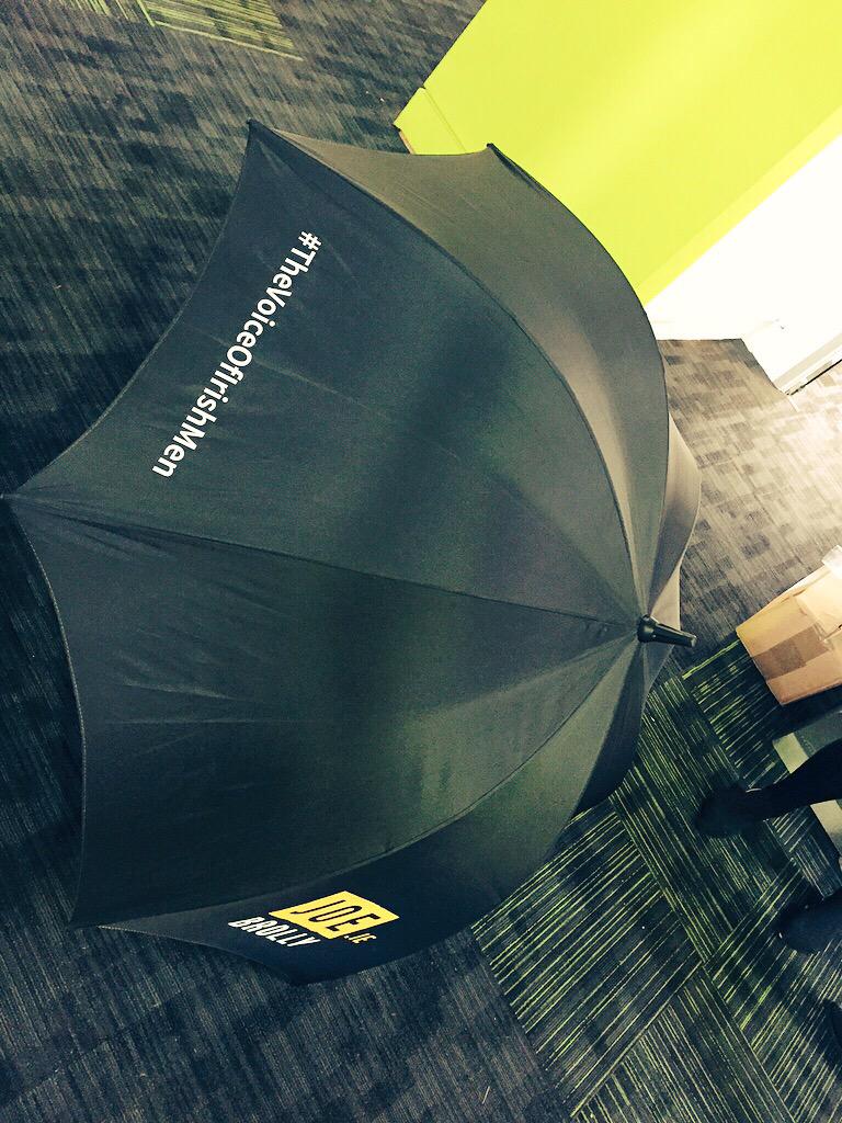 JOEdotie's tweet photo. WIN you own #JOEBrolly, modelled here by our beautiful office floor. Retweet to enter. The must have GAA accessory. http://t.co/fSPBT7yiiF
