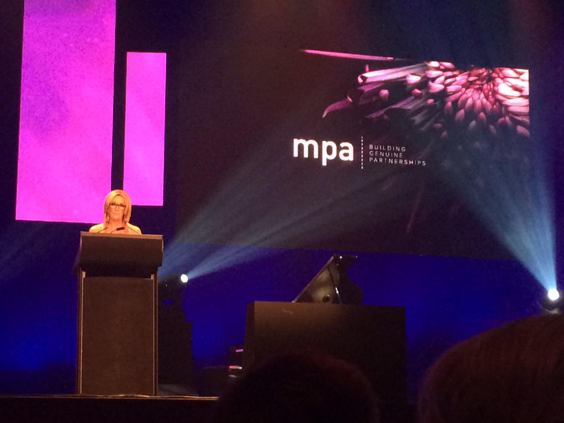 President Sarah Hogan thanks MPA Directors Ben Ritchie and Ed Singleton for their continued support of #NAWIC