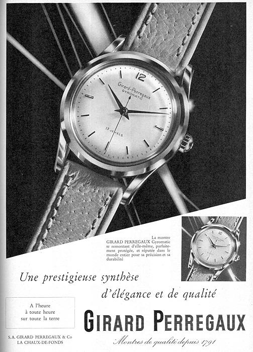 GirardPerregaux's tweet photo. #GirardPerregaux patented its #Gyromatic selwinding system in 1953 Here is an ad from 1954 #tbt http://t.co/0x65aZU9tc