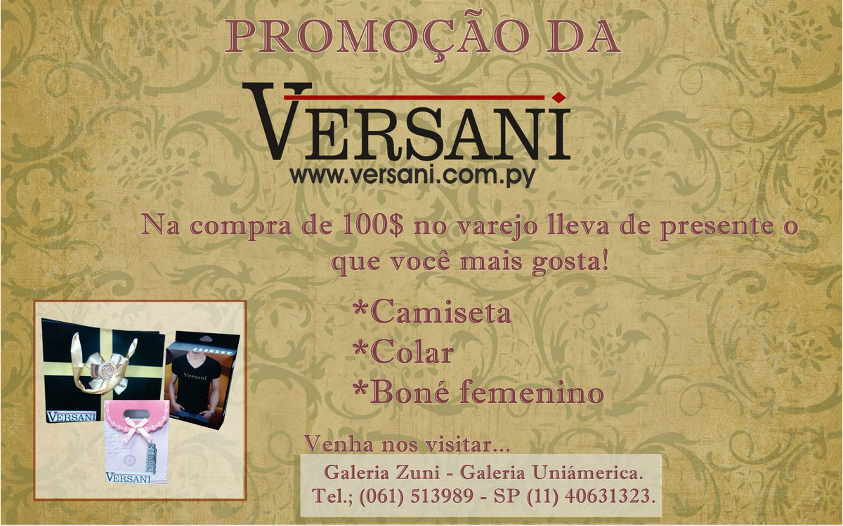 Versanilojas's tweet photo. Buen día, con la compra de 100$ llevate un regalito exclusivo! Te esperamos en nuestras Lojas 2 y 3... http://t.co/hDQ76WmMPp