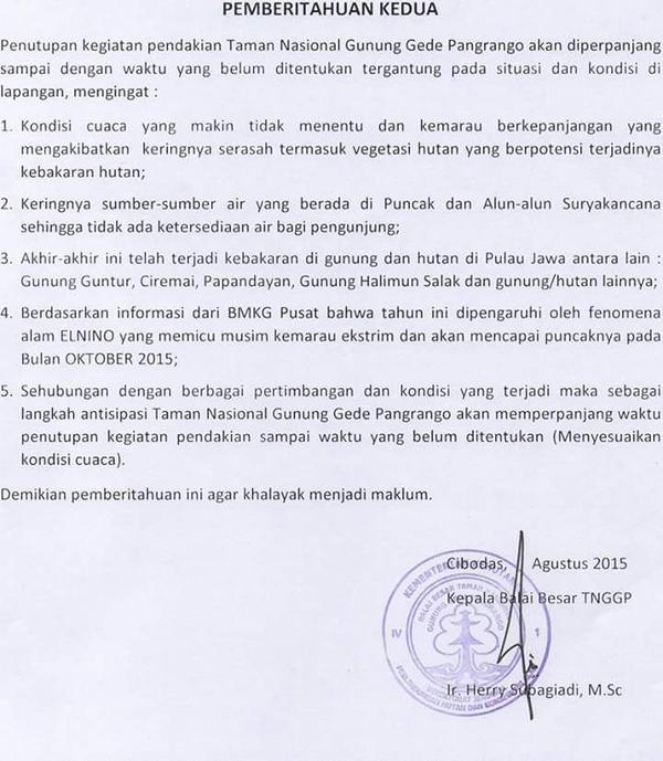 Penutupan Taman Nasional Gunung Gede - Pangrango diperpanjang sampai batas waktu yang belum ditentukan #info