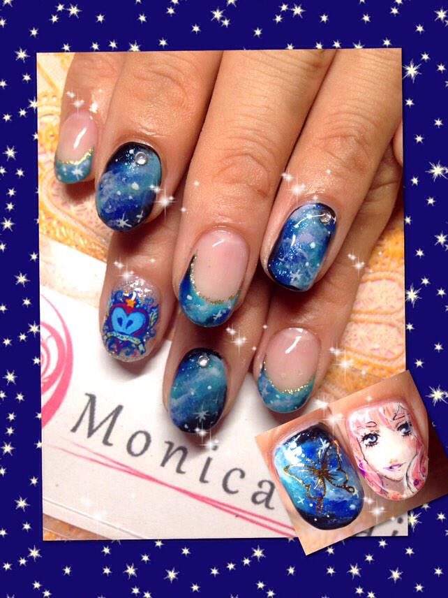 ネイルサロン Monica Nail Twitterissa お客様オーダーネイルご紹介 マクロス シェリルネイル 宇宙柄デザインにｍay Nさんのロゴを入れて綺麗目に Http T Co Vttvroev0d Twitter