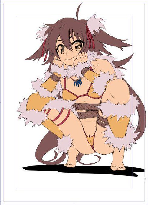 新規レイヤーに塗りつぶしツールで色をぬってくよー
そして新たにレイヤーを作ってグレー色で影を塗ってくよー
二つを重ねるとこんな感じよー 