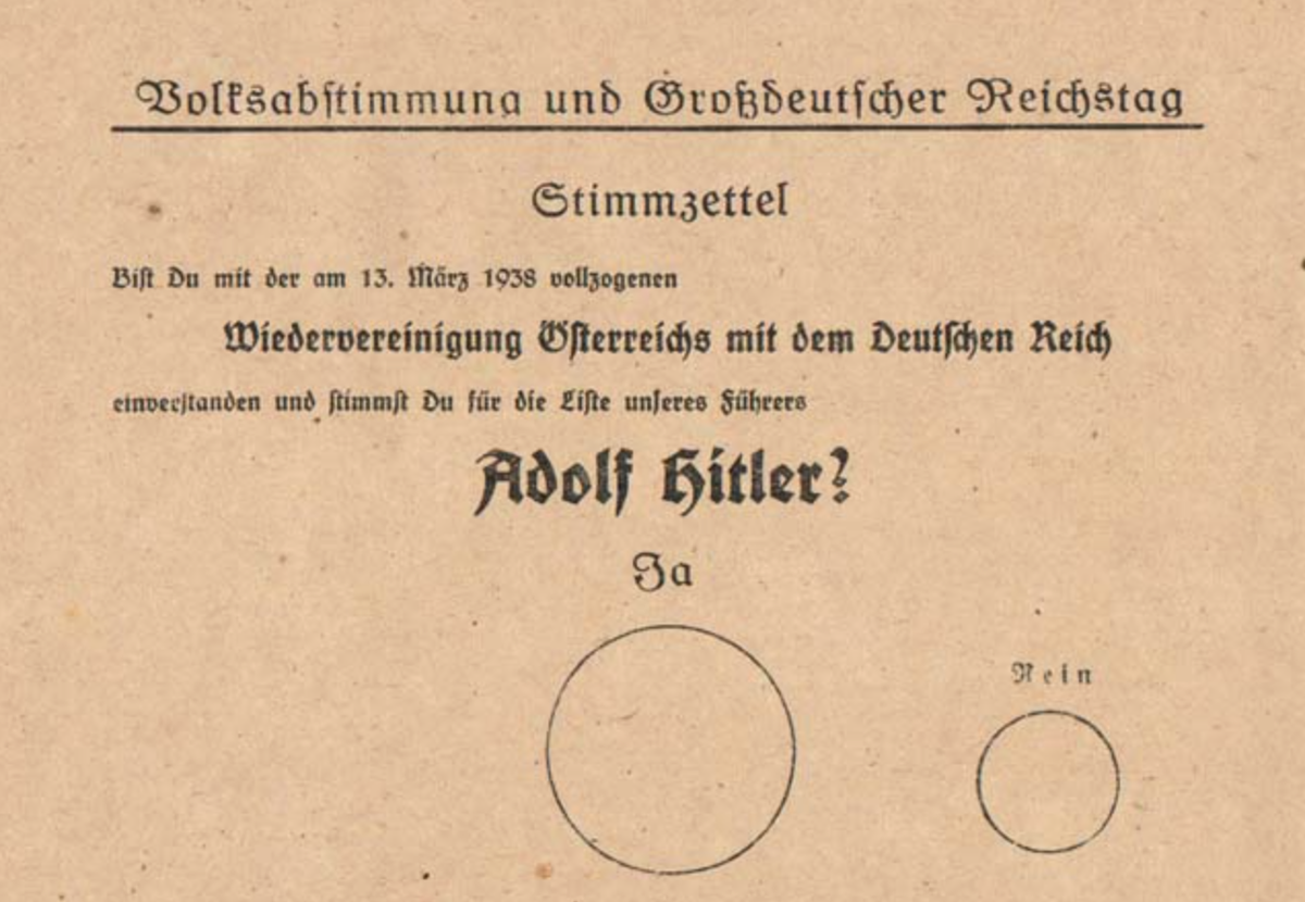 Lucian Kim on Twitter: "1938 #Austria ballot: do you support ...