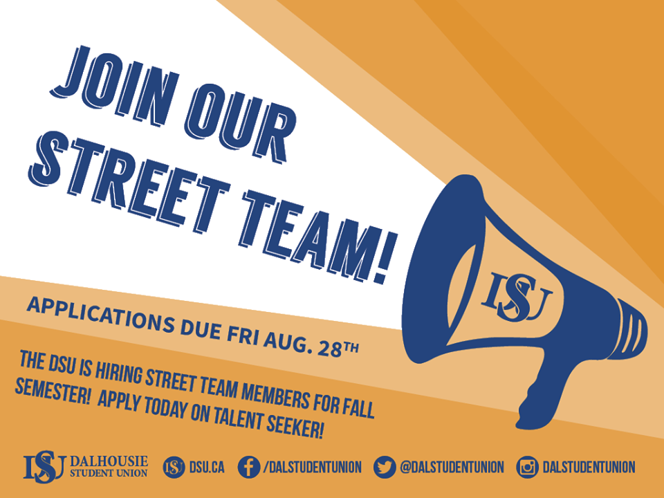 DalStudentUnion's tweet image. Deadline tmo! Get skills doing outreach, get involved with awesome DSU initiatives and make a bit of $! #jobs