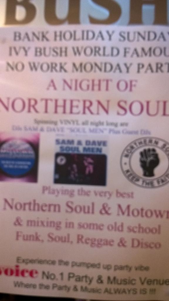 Another fantastic Sunday with our
"NO WORK MONDAY PARTY"
Pure Northern Soul night
with DJ <a href="/djsamib/">DJ Sam Tweaks</a> and guests