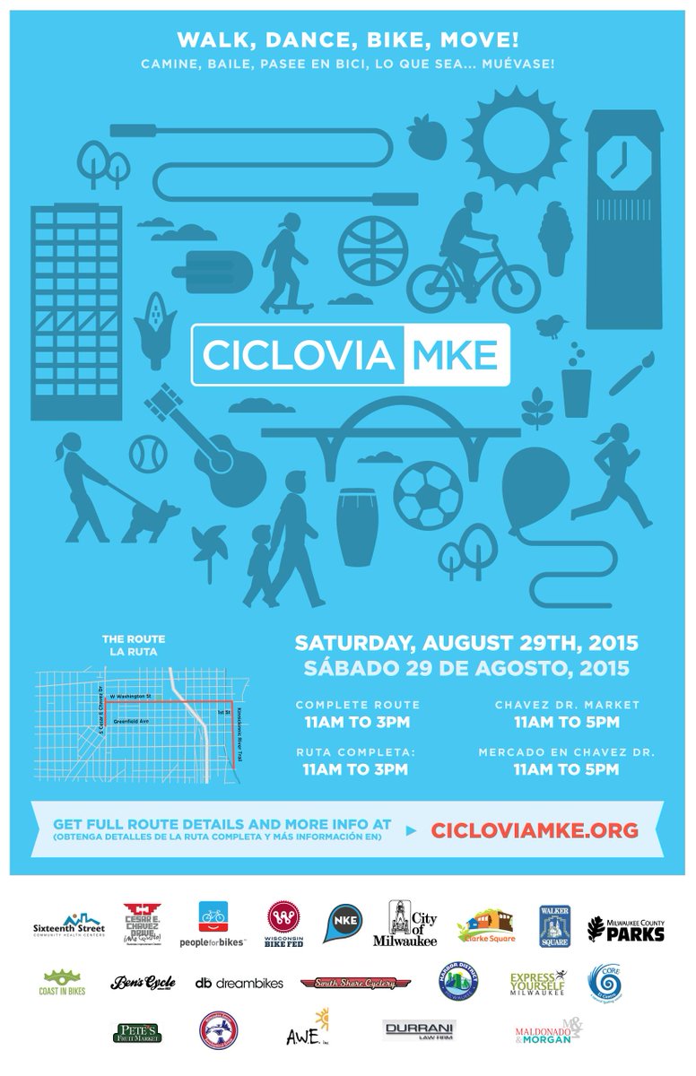 cesarchavezmke's tweet image. Ciclovia, a community #biking event created in Colombia comes to #Milwaukee August 29. #CicloviaMKE @fox6now