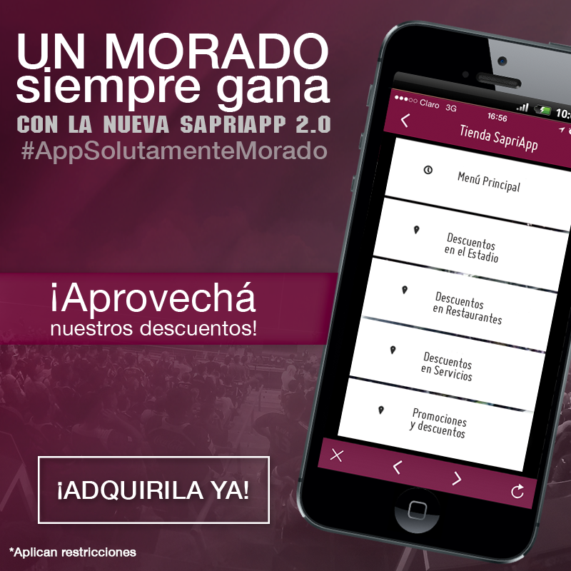 SaprissaOficial's tweet photo. ¡Un Morado siempre gana con #Sapriapp 2.0! Descargala y accedé a los beneficios que te da nuestra aplicación http://t.co/Bw8PCor1ve