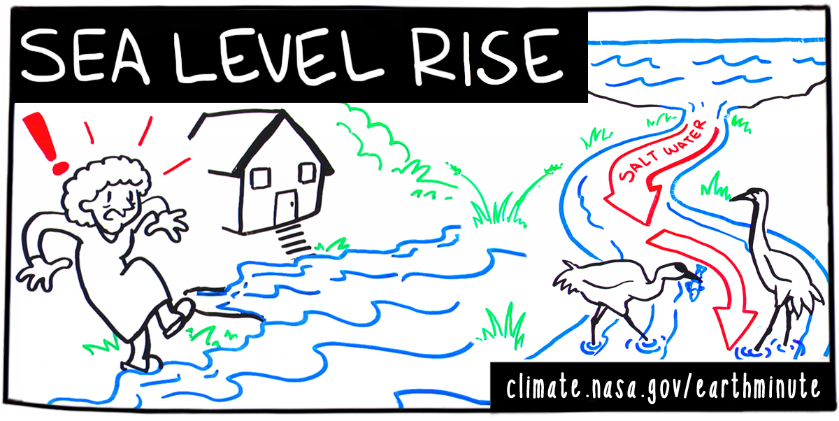 NASAClimate's tweet photo. What’s the link between a warming world & rising seas? We’ll tell you in this Earth Minute: https://t.co/VBOHlpGi2s http://t.co/COlUloPTmI