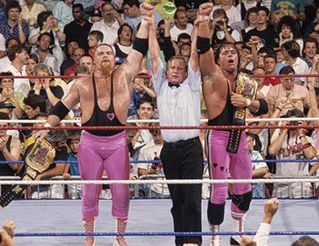 WWE Today In History 🌐 on X: "August 27th 1990, SummerSlam. The Hart  Foundation beat Demolition to win the Tag Titles for the 2nd & last time. # WWE http://t.co/0xNl63fxOn" / X