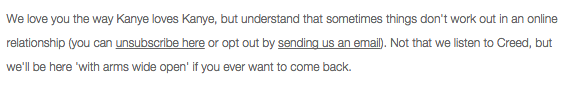 .<a href="/tilt/">Tilt (formerly Empower)</a> has the best unsubscribe message (note: did not unsubscribe :) <a href="/rlangdon/">Rayanne Langdon</a>