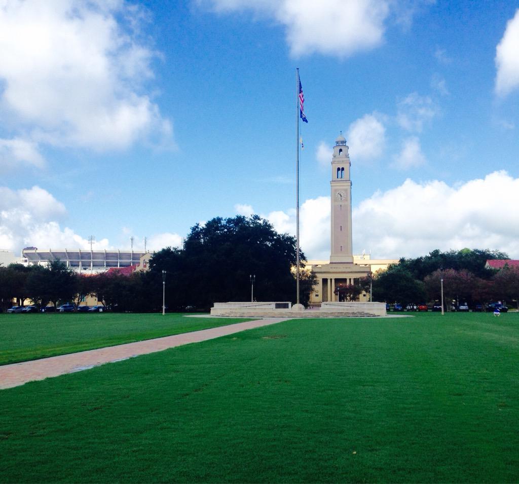 Two great monuments on the campus of LSU. Memorial Tower and Tiger Stadium. #bayouBengals #SeeTheSEC